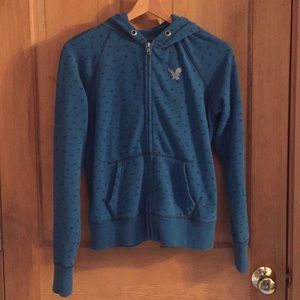 American Eagle Blue/Teal Zip Hoodie, L